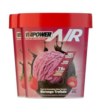 Imagem de Kit 2 Pasta de Amendoim Vitapower Whey Morango Trufado 600g