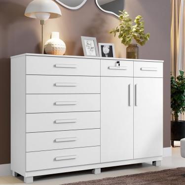Imagem de Cômoda Triunfo 8 Gavetas E 2 Portas Branca