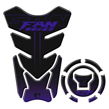 Imagem de Kit Adesivo Protetor Tanque E Bocal Honda Cg Fan 160 Azul Azul
