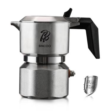 Imagem de Bincoo Panela Moka Italiana – Cafeteira de Café Expresso para Café Rico, Aço Inoxidável 316 – Design de Aumento de Pressão de Três Válvulas (Prata 01)