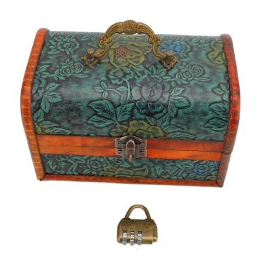 Imagem de Caixa de joias vintage retrô padrão floral caixa de lembrança decorativa para pulseiras, grampos de cabelo, pingentes, verde é uma solução de armazenamento requintada e elegante para suas joias