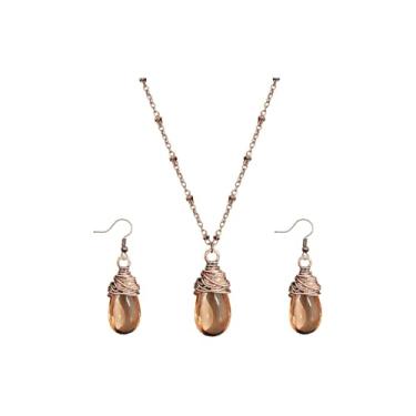 Imagem de sunglnl Conjunto de joias boêmias para mulheres, colar e brincos de gota de água com joias estilo boêmio ocidental não manchadas. Presente, Chain Length 45cm/17.7 Inch + 5.1cm/2 Inch, Liga de aço