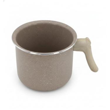 Imagem de Leiteira Antiaderente Marble Indução Ø14cm Cabo Madeira Cozinha Gourmet