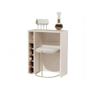 Imagem de Aparador Moderno De Sala De Estar, Bar Com ArmáRio Para Cerveja E Vinhos(4008 Off White Com Nature)