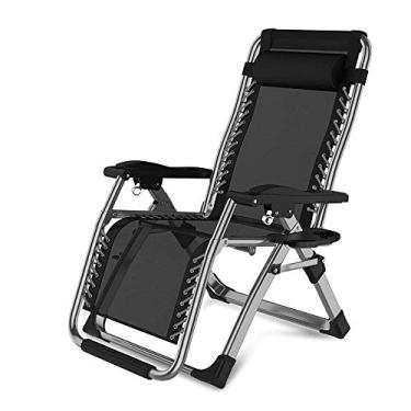 Imagem de LMJYU Cadeira de acampamento Sunlounger, cadeiras de gravidade zero, cadeira de escritório dobrável, cadeira de praia portátil multifuncional, trava de plástico com encosto de cabeça, cadeira