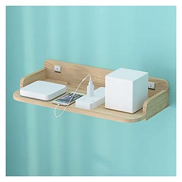 Imagem de uhyOHF Suporte extensível para projetor, prateleiras flutuantes, prateleiras de armazenamento de parede de madeira para escritório, casa, comprimento 40 cm, suporte de parede para projetor de madeira