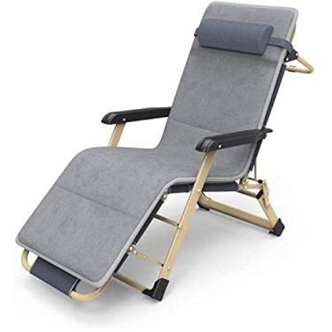 Imagem de YYBOES Cadeiras reclináveis de gravidade zero reclináveis de jardim espreguiçadeiras portáteis poltronas dobráveis cadeiras de praia - cinza-cinza + almofada de algodão grosso