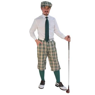 Imagem de Camisa social de golfe - masculina cáqui stewart e verde com gravata verde, cáqui stewart, 40