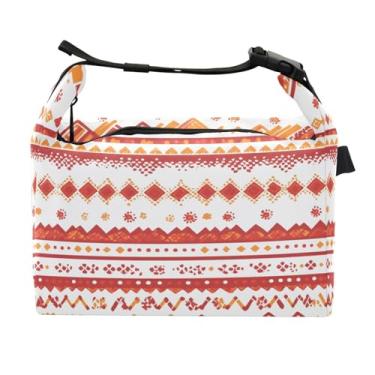 Imagem de STAYTOP Lancheira com padrão de bordado laranja com fivela de alça, lancheira isolada para meninos e meninas, lancheira térmica para trabalho escolar