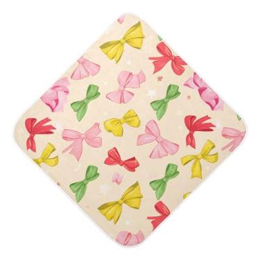 Imagem de Burbuja Toalha de banho de bebê com laços coloridos - Toalha com capuz de musselina macia e absorvente para recém-nascidos, 89 x 89 cm