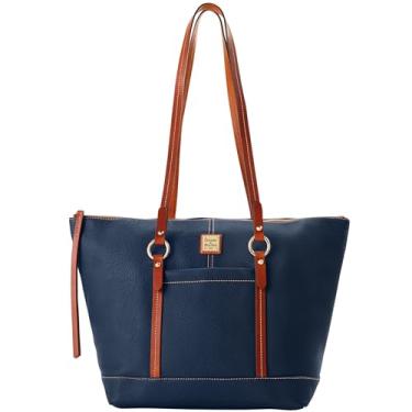 Imagem de Dooney & Bourke Bolsas de mão para mulheres, bolsa de couro de grão de seixo com compartimentos com zíper, Azul-escuro, One Size