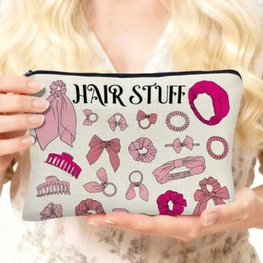 Imagem de Bolsa de maquiagem de cabelo para bolsa, bolsa organizadora de cosméticos de grande capacidade com zíper, bolsa de viagem portátil para mulheres, acessórios de cabelo, presentes para mulheres, colega
