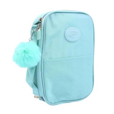 Imagem de Estojo Escolar Verde Claro Pompom Organização Completa Fofo Volta as Aulas Tendência Menina Menino