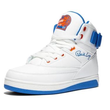 Imagem de Ewing 33 Orion Strap Tênis de basquete masculino, Branco/azul-royal/laranja, 40