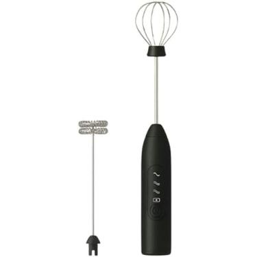 Imagem de Mini Mixer Inox Portátil Elétrico USB Recarregável 2 em 1: Prepara Bebidas Cremosas, Batedor de Ovos, Omeletes, Misturador de Bebidas, Fuê Multiuso com 3 Velocidades Alta Performance e Durabilidade.