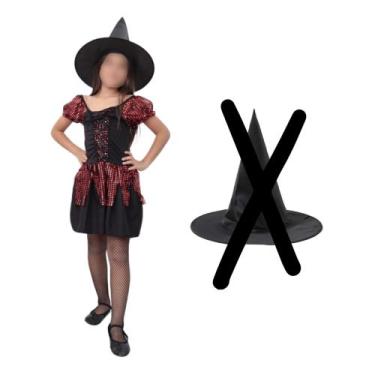 Imagem de Fantasia Halloween Feminina Infantil Bruxinha Vestido de Bruxa Feitice