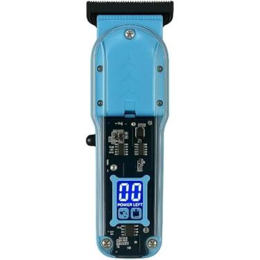 Imagem de Maquina de Cortar Cabelo Transparente Visor Digital (AZUL)