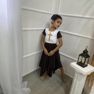 Imagem de Vestido de Dança Infantil CRUZ DOURADA Meninas - MISS FLOWER, Marrom, 