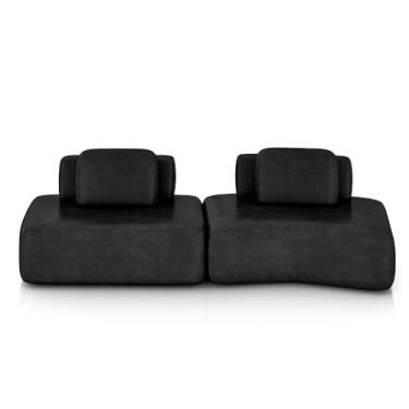 Imagem de Sofá Ilha Sala de Estar Dakota 2 Módulos 316cm Encostos Almofadas Soltas PU Preto G33 - Gran Belo