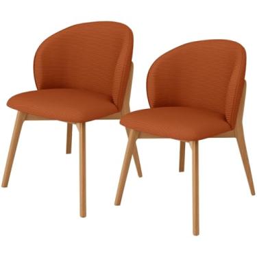 Imagem de Kit 02 Cadeiras de Jantar e Estar Living Estofada Mia L02 Linho Terracota - Lyam Decor