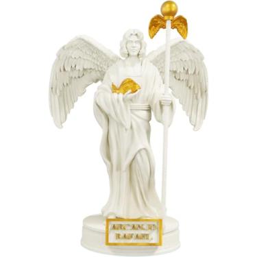 Imagem de Estátua São Rafael Arcanjo da Cura - Imagem Católica - Versão 2 (Cor Mármore Dourado)
