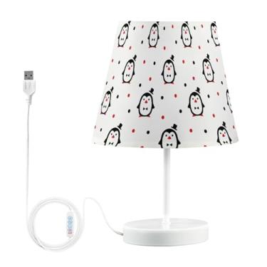 Imagem de Joisal Luminária de mesa fofa Gentleman Pinguim, luminária de mesa regulável de 3 vias, luzes de quarto