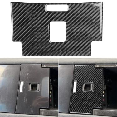 Imagem de GDFJGD Fibra de carbono real compatível com Ford Taurus SEL/Limited/SE/SHO 2013-2019 2014 2015 2016 2017 2018 acessórios caixa de apoio de braço de carro capa de painel inferior adesivo adesivo preto
