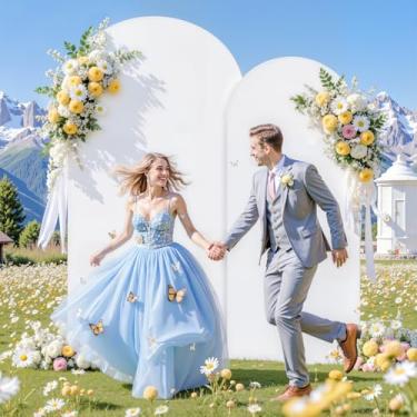 Imagem de Capa de fundo de arco branco de 1,8 m de 1,8 m, capa de arco de casamento, elástico, arco redondo, chiara, suporte para decoração de aniversário, balão, festa, banquete, chá de bebê