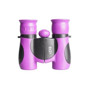 Imagem de Binóculos infantis compactos de alta resolução HD de 8 x 21 mm, à prova de choque, presente para meninos, meninas, viagens, caminhadas, acampamento (roxo)