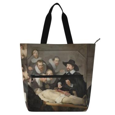 Imagem de GAIGEO Rembrandt Anatomy Lesson Dr. Nicolaes Tulp Sacolas de Trabalho para Mulheres Lona Escolar Bolsa de Livro Bolsas de Professores Amantes de Livros