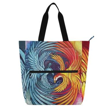 Imagem de GAIGEO Bolsa de viagem escolar com zíper resistente à água para crianças e mulheres com zíper azul Phoenixes