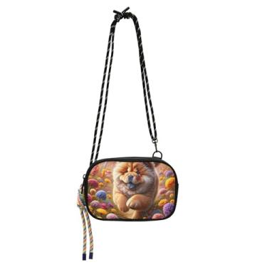 Imagem de Bolsa feminina para cachorro Chow Chow floral primavera bolsas transversais bolsas de ombro senhoras lindas carteiras de telefone bolsas