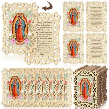 Imagem de Leinuosen 24 peças Nossa Senhora de Guadalupe Cartões de Oração Madeira Nossa Senhora da Graça Cartão Sagrado Religioso para Orações da Igreja Cartões de Oração Católica Primeira Comunhão Batizado
