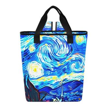 Imagem de Joitme Cooler Bags Mochila Azul Noite Estrelada Sacos Térmicos 36 Latas Mochila Térmica Macia para Viagem