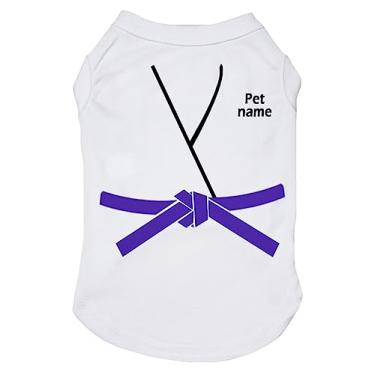 Imagem de Petitebella Camisa personalizada Judo Karate Taekwondo Jersey Puppy Dog (branca/roxo, 2GG)