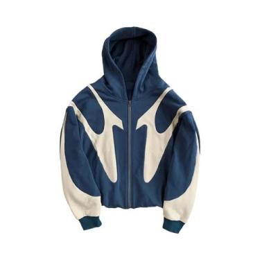 Imagem de Moletom Masculino Y2K Harajuku Com Estampa De Diabo E Zíper, Estilo Re