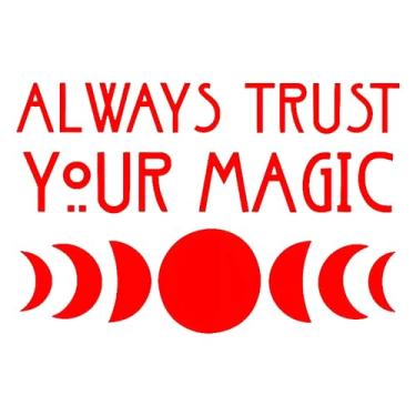 Imagem de 4 peças Always Trust Your Magic decalque de vinil autoadesivo impermeável, adesivo de personalidade motivacional para carros, janelas, laptops (vermelho)