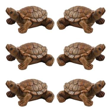 Imagem de Luckforest Mini tartarugas, 6 peças, estatuetas em miniatura de resina, ornamentos de tartaruga pequena, animais do oceano, para jardim de fadas, micro paisagem, suculentas, decorações