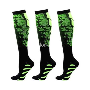 Imagem de Meias De Compressão Com Estampa Floral, Pacote Com 3 Pares Para Homens