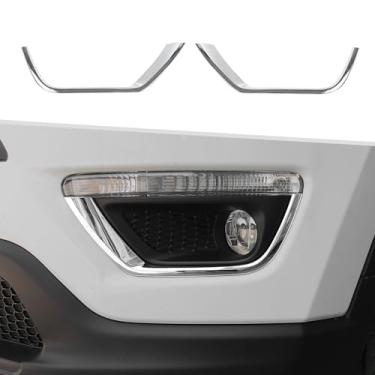 Imagem de Jimen Adequado para Jeep Compass 2017-2020, 2 peças de acabamento da tampa do farol de neblina frontal (cromado)
