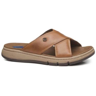 Imagem de Chinelo Masculino Dubai Couro Tabaco Pegada 134306-02-Masculino