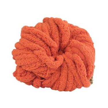 Imagem de oshhni Fios de lã laváveis ​​para tricô com os braços, ideais para mantas, tapetes e macramê, Laranja Vermelho