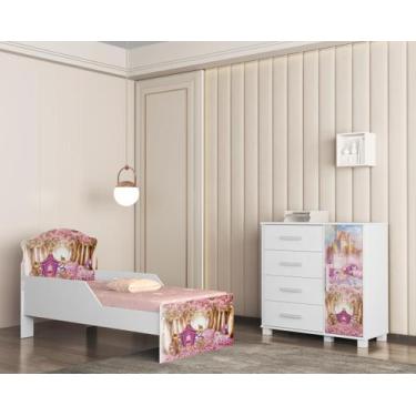 Imagem de Mini Cama Infantil Livia Adesivada Para Quarto MDF Com Proteção Latera