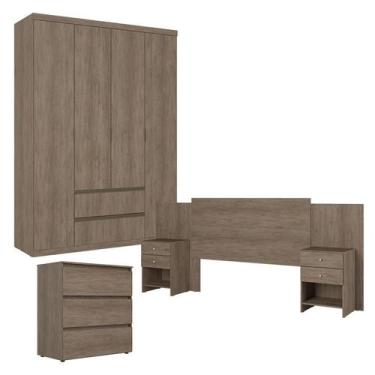 Imagem de Guarda Roupa Solteiro Nobre 4 Portas com Cômoda Gaveteiro Condessa e C