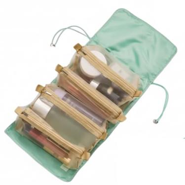 Imagem de Necessaire Organizadora Portátil Unissex para Viagem, Material Premium, com Gancho para Pendurar, Várias Divisórias, Bolsos Internos, Fecho com Zíper (Verde)
