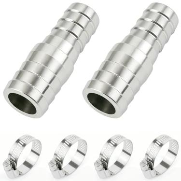 Imagem de Closmos Aço Inoxidável 304 Mangueira União Redutora 5/20.3 cm Farpado x 3/10.2 cm Farpado 2 peças com 4 braçadeiras de mangueira