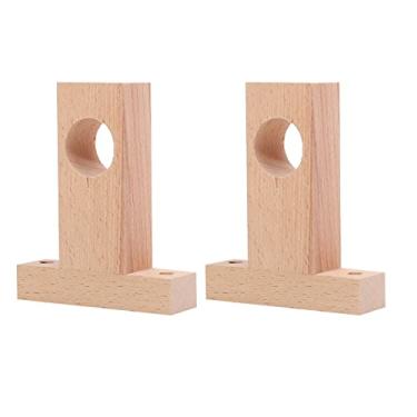 Imagem de 2 peças de suporte de haste de cortina de madeira, suporte de montagem de teto de haste de cortina suportes de haste de cortina com parafusos para hastes de cortina ou poste de armário, poste de diâme