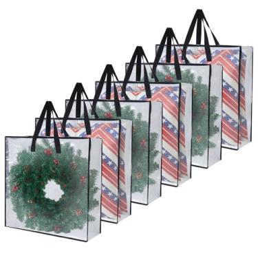 Imagem de Hayoulabo Pacote com 6 organizadores de guirlanda de porta transparente de 65,5 cm, caixas de mudança, materiais de embalagem para faculdade, bolsa de armazenamento de guirlanda de verão, recipiente