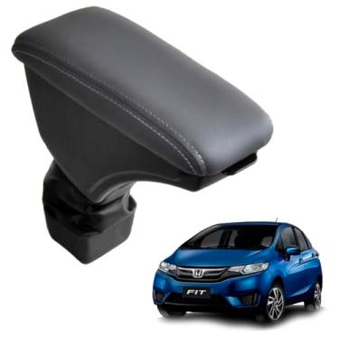 Imagem de Apoio Descanso Central Com Porta Objeto Para Honda Fit 2015 A 2021 (Cinza - Costura Cinza)