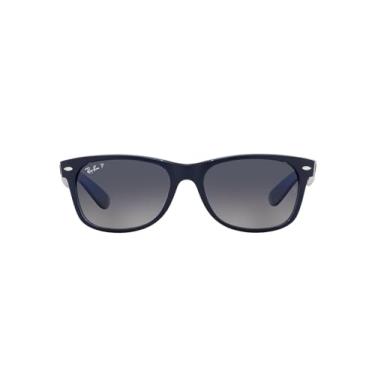 Imagem de Ray-Ban RB2132 New Wayfarer Óculos de sol quadrados gradiente, Azul fosco em azul transparente/azul polarizado gradiente, 58 mm